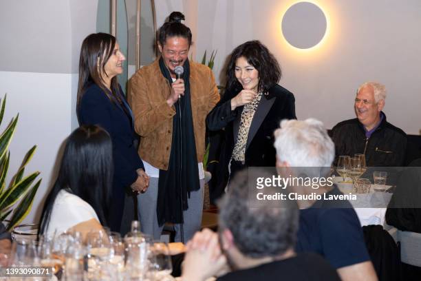 Josie Ho, Conroy Chan and guests attend the 24th annual Far East Film Festival to premiere "Finding Bliss: Fire and Ice" on April 22, 2022 in Udine,...