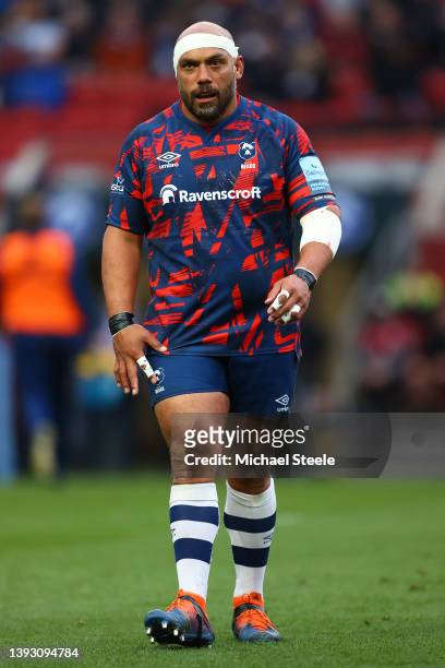 John Afoa of Bristol Bears during the Gallagher Premiership Rugby match between Bristol Bears and Gloucester Rugby at Ashton Gate on April 22, 2022...