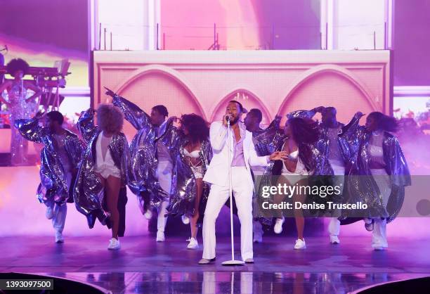 John Legend performs during the opening night of his residency "Love In Las Vegas" at Zappos Theater at Planet Hollywood Resort & Casino on April 22,...