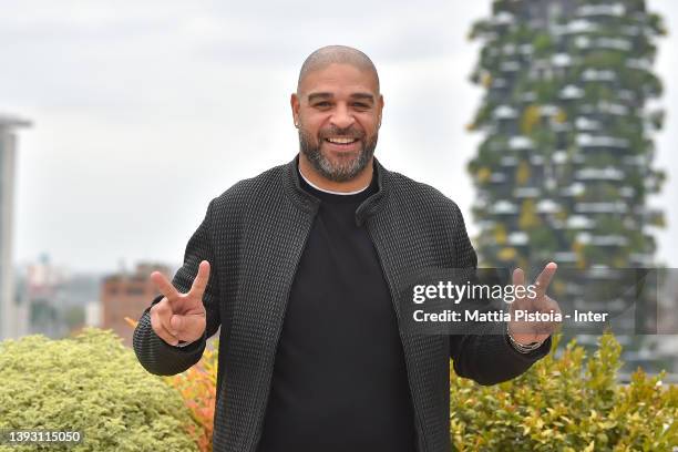 Legend Adriano Leite Ribeiro poses for a picture at FC Internazionale headquarters on April 20, 2022 in Milan, Italy.