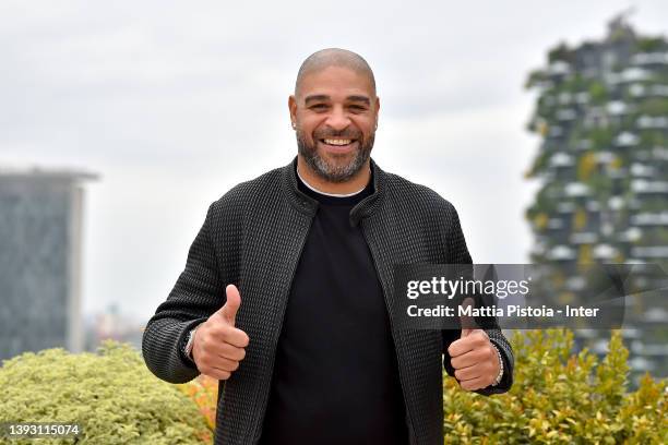 Legend Adriano Leite Ribeiro poses for a picture at FC Internazionale headquarters on April 20, 2022 in Milan, Italy.