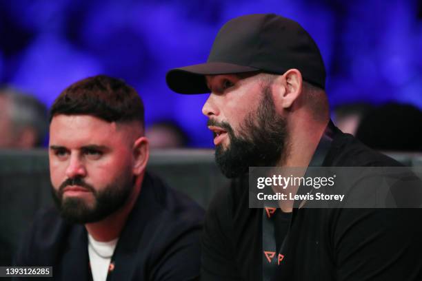 Tony Bellew, Former Professional Boxer watches on at M&S Bank Arena on April 22, 2022 in Liverpool, England.