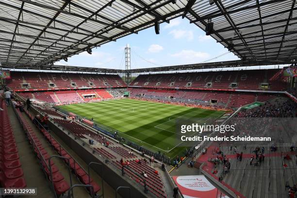 General view inside the stadium prior to the Bundesliga match between 1. FC Köln and DSC Arminia Bielefeld at RheinEnergieStadion on April 23, 2022...