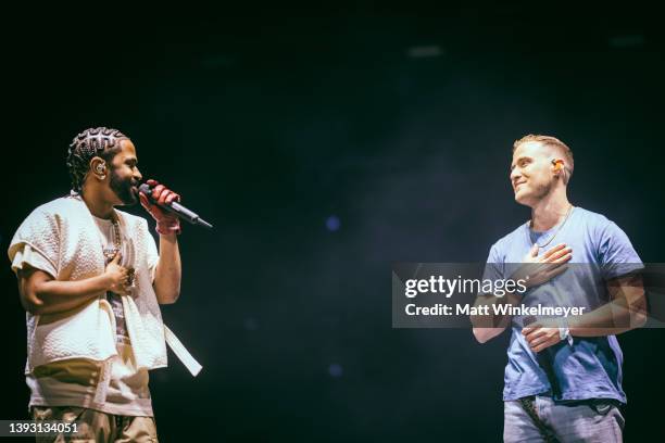 Big Sean and Mike Posner performs at the 2022 Coachella Valley Music and Arts Festival on April 22, 2022 in Indio, California.