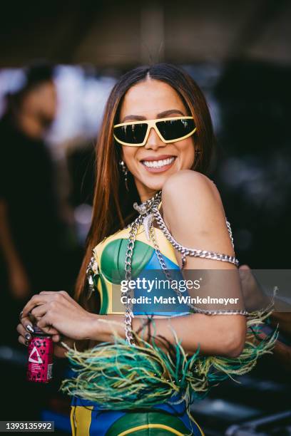 Anitta poses backstage at the 2022 Coachella Valley Music and Arts Festival on April 22, 2022 in Indio, California.