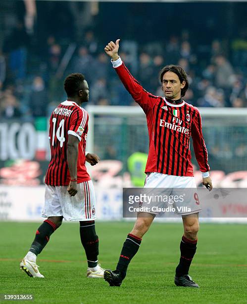 Filippo Inzaghi of AC Milan during the Serie A match between AC Cesena and AC Milan at Dino Manuzzi Stadium on February 19, 2012 in Cesena, Italy.