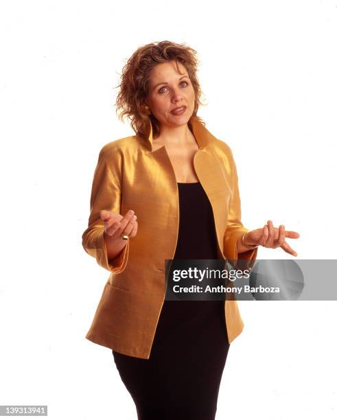 Portrait of American opera singer, soprano Renee Fleming, New York, 1999.