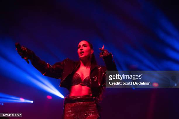 Singer Snoh Aalegra performs in the Mojave Tent during Day 1, Week 2 of Coachella Valley Music and Arts Festival on April 22, 2022 in Indio,...