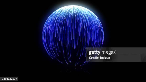 blue spherical particle lines - glowing sphere stock pictures, royalty-free photos & images