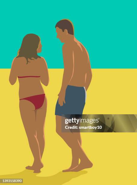 beach vacation - couple beach holiday stock illustrations
