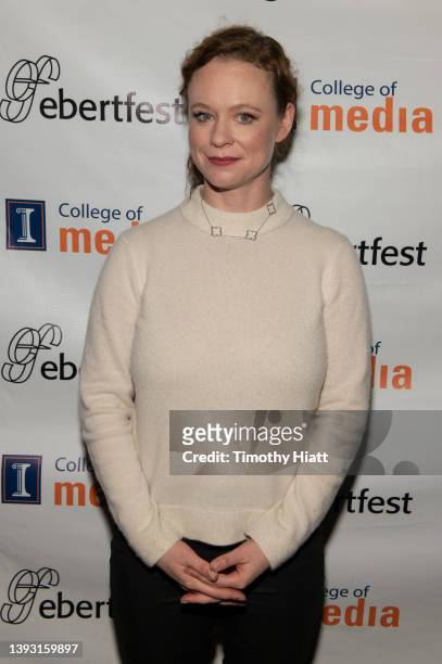 Actor Thora Birch on the red carpet during the 2022 Roger Ebert Film Festival on April 22, 2022 in Champaign, Illinois.