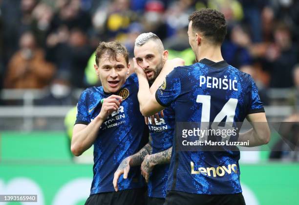 Marcelo Brozovic of FC Internazionale celebrates after scoring their side's second goal during the Serie A match between FC Internazionale and AS...