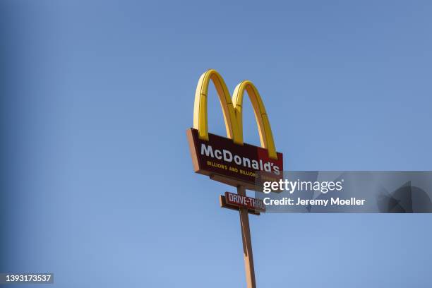 The exterior of a McDonald's store photographed on April 19, 2022 in Calabasas, California.