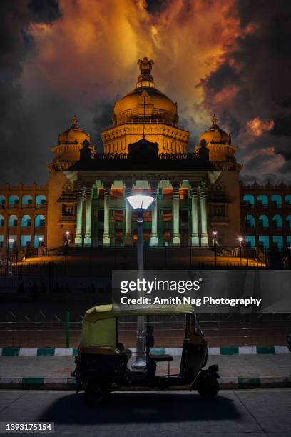 vidhana soudha, the karnataka state legislature building - indian tricolor stock pictures, royalty-free photos & images