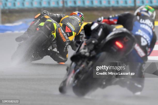 Luca Marini of Italy and Mooney VR46 Racing Teamrounds the bend during the MotoGP Of Portugal - Qualifying at Autodromo do Algarve on April 23, 2022...