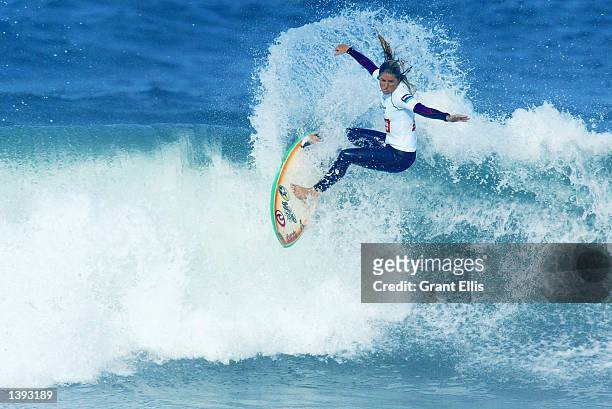Jacqueline Silva of Brazil in action during the opening heat of the Figueira Pro at Figueira da Foz, Portugal on September 18, 2002. The Figueira Pro...