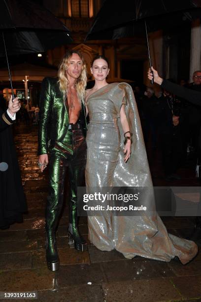 Tyrone Dylan Susman is seen arriving at Dior event in Venice during the 59th International Art Exhibition on April 23, 2022 in Venice, Italy.