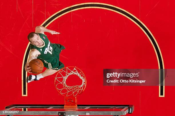 Blake Ahearn of the Reno Bighorns goes up to the basket against the Idaho Stampede on February 18, 2012 at CenturyLink Arena in Boise, Idaho. NOTE TO...