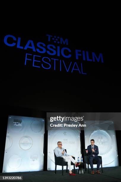 Special guest Adam Shankman and TCM host Dave Karger speak onstage at the screening of "The Wizard of Oz" during the 2022 TCM Classic Film Festival...