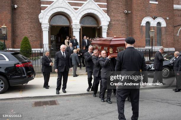 Funeral services for the acting mafia boss of the Colombo crime family, Andrew Russo, are held at Our Lady of Peace church on April 23, 2022 in the...