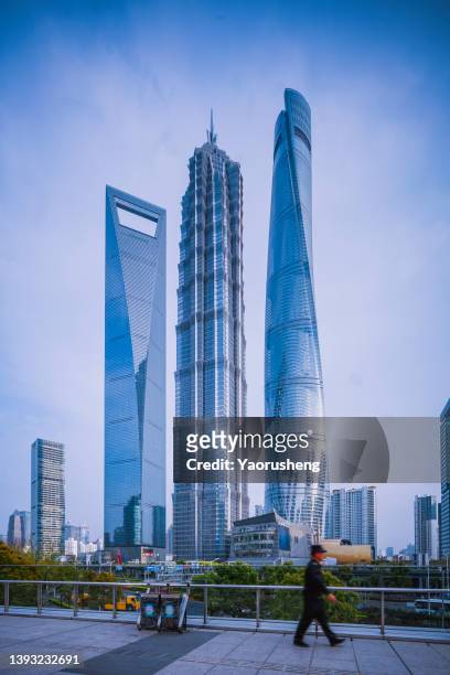 shanghai skyscrapers - jin mao tower stock pictures, royalty-free photos & images