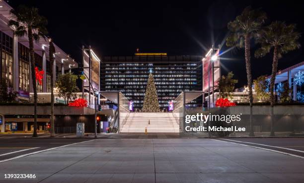 night view of grand park and los angeles music center - california - los angeles park stock pictures, royalty-free photos & images