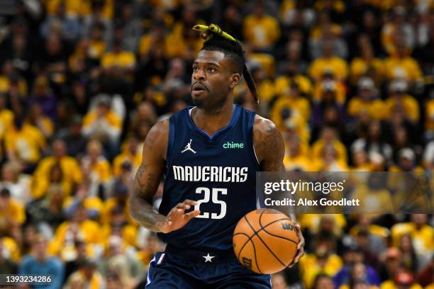 Reggie Bullock of the Dallas Mavericks in action during the first half of Game Four against the Utah Jazz of the Western Conference First Round...