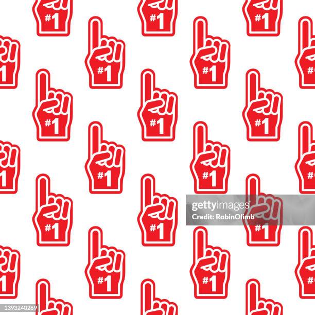 red number 1 hands seamless pattern - pep rally stock illustrations