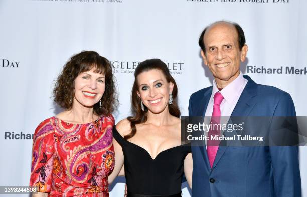 Lori Milken, Bari Milken Bernstein and Michael Milken attend the 2022 Los Angeles Ballet Gala honoring Bari Milken Bernstein at The Eli and Edythe...