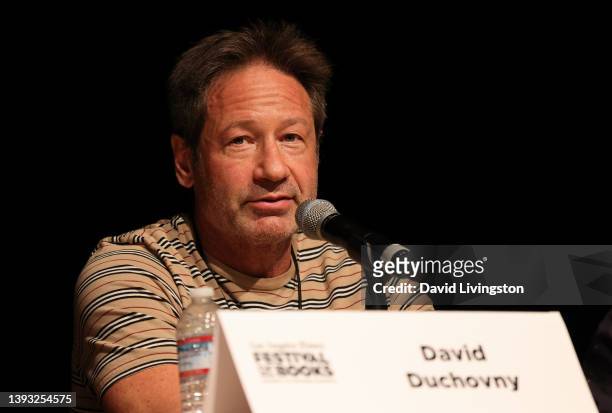 David Duchovny attends the Los Angeles Times Festival of Books at the University of Southern California on April 23, 2022 in Los Angeles, California.