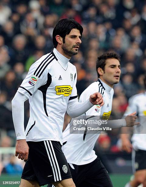 Vincenzo Iaquinta and Adrian Mutu of AC Cesena during the Serie A match between AC Cesena and AC Milan at Dino Manuzzi Stadium on February 19, 2012...