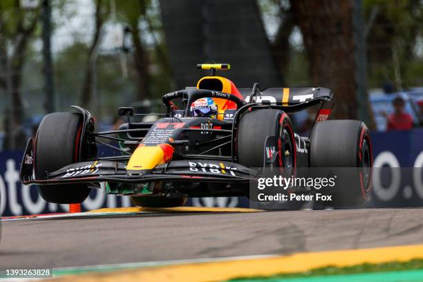 Sergio Perez of Mexico and Red Bull Racing during the sprint ahead of the F1 Grand Prix of Emilia Romagna at Autodromo Enzo e Dino Ferrari on April...