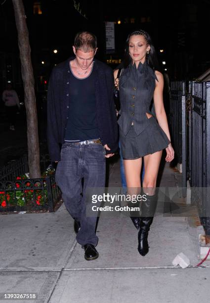 Bella Hadid and Marc Kalman at Gigi Hadid's 27th birthday party at Zero Bond on April 24, 2022 in New York City.