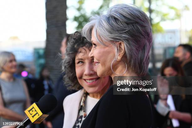 Lily Tomlin and Jane Fonda attend the Los Angeles Special FYC Event For Netflix's "Grace And Frankie" at NeueHouse Los Angeles on April 23, 2022 in...