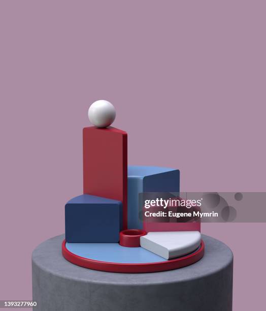 3d abstract composition of wooden ascending graph - 3d pie chart stockfoto's en -beelden