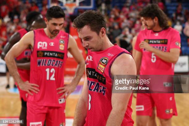 Mitch Norton of the Wildcats looks on after being defeated during the round 21 NBL match between the Perth Wildcats and South East Melbourne Phoenix...