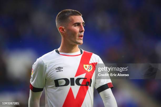 Sergi Guardiola of Rayo Vallecano looks on during the LaLiga Santander match between RCD Espanyol and Rayo Vallecano at RCDE Stadium on April 21,...