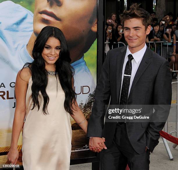 Vanessa Hudgens and Zac Efron arrive at the World Premiere of "Charlie St. Cloud" at the Regency Village Theatre on July 20, 2010 in Westwood,...
