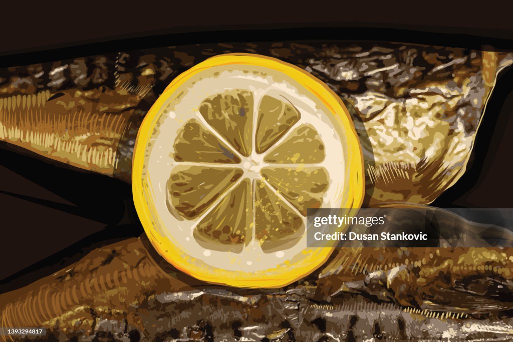 Roasted mackerel with lemon
