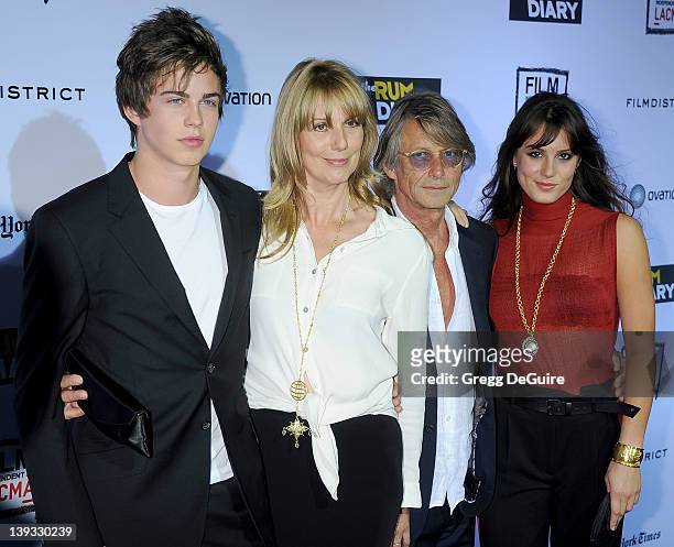 Willoughby Robinson, Sophie Windham, Bruce Robinson and Lily Robinson arrive at the World Premiere of "The Rum Diary" at LACMA on October 13, 2011 in...