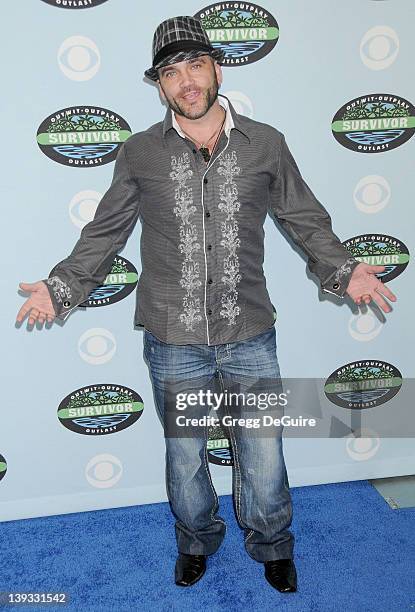 Russell Hantz arrives at Survivor 10 Year Anniversary Party at CBS Television City on January 9, 2010 in Los Angeles, California.