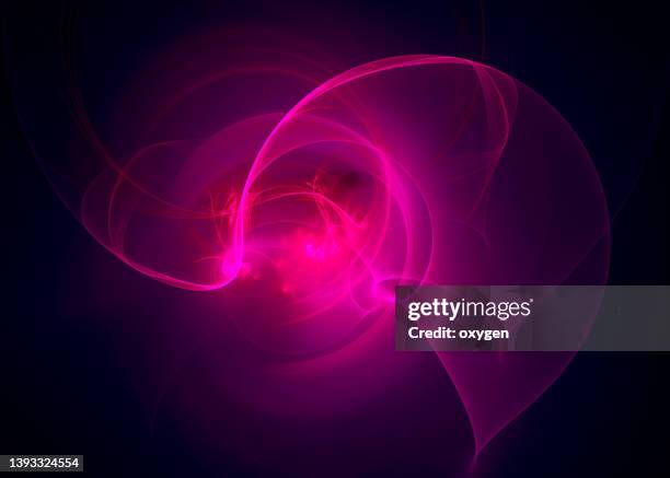 abstract  swirl wave red purple magical neon transparent fractal lines on black background. energy streams - spiral virvlande bildbanksfoton och bilder