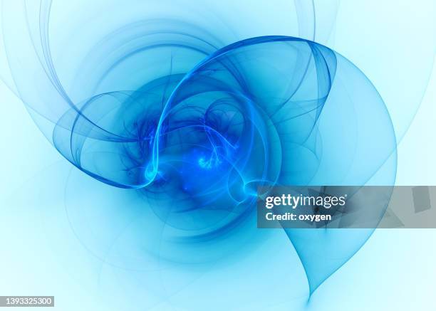 abstract  swirl wave blue fading magical transparent fractal lines on white background. energy streams - liquid explosion stock-fotos und bilder