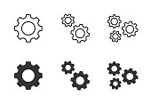 Gear icon set. Settings symbol. Vector illustration.
