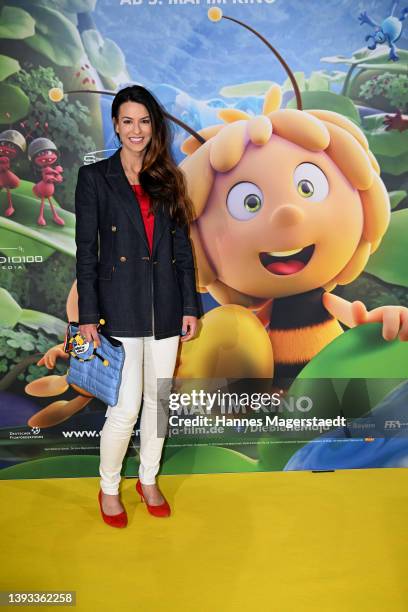 Anna Lena Class attends the premiere of "Die Biene Maja - Das geheime Königreich" at Astor Filmlounge on April 24, 2022 in Munich, Germany.