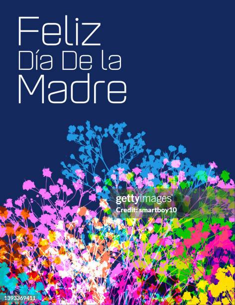 happy mother’s day (in spanish) - poppy outline stock illustrations