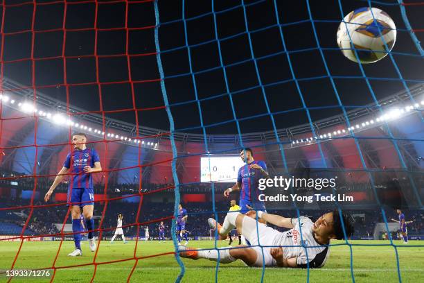 Yu Kobayashi of Kawasaki Frontale reacts after scoring his team's second goal against Johor Darul Ta'zim during the first half of the AFC Champions...