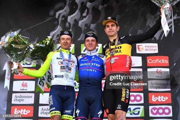 Quinten Hermans of Belgium and Team Intermarché - Wanty - Gobert Matériaux on second place, race winner Remco Evenepoel of Belgium and Team...