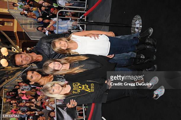 Lorenzo Lamas, guest and children arrive at the World Premiere of "Pirates of the Caribbean: On Stranger Tides" held at Disneyland on May 7, 2011 in...