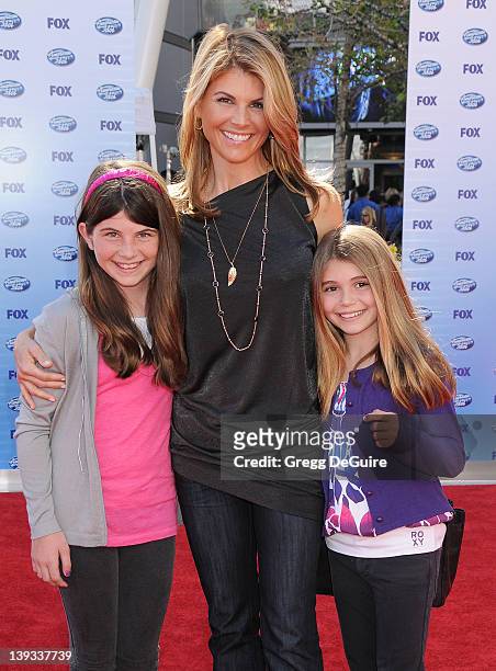 Lori Loughlin and daughter's Isabella Rose and Olivia Jade arrive at the American Idol Grand Finale 2010 at the Nokia Theatre on May 26, 2010 in Los...